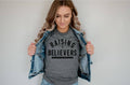 New Mom Christian Raising Believers Grey Bella Graphic Tee