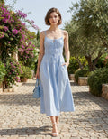 0313 Front Tie Tiered Long Dress w/ Side Pockets SI-28034