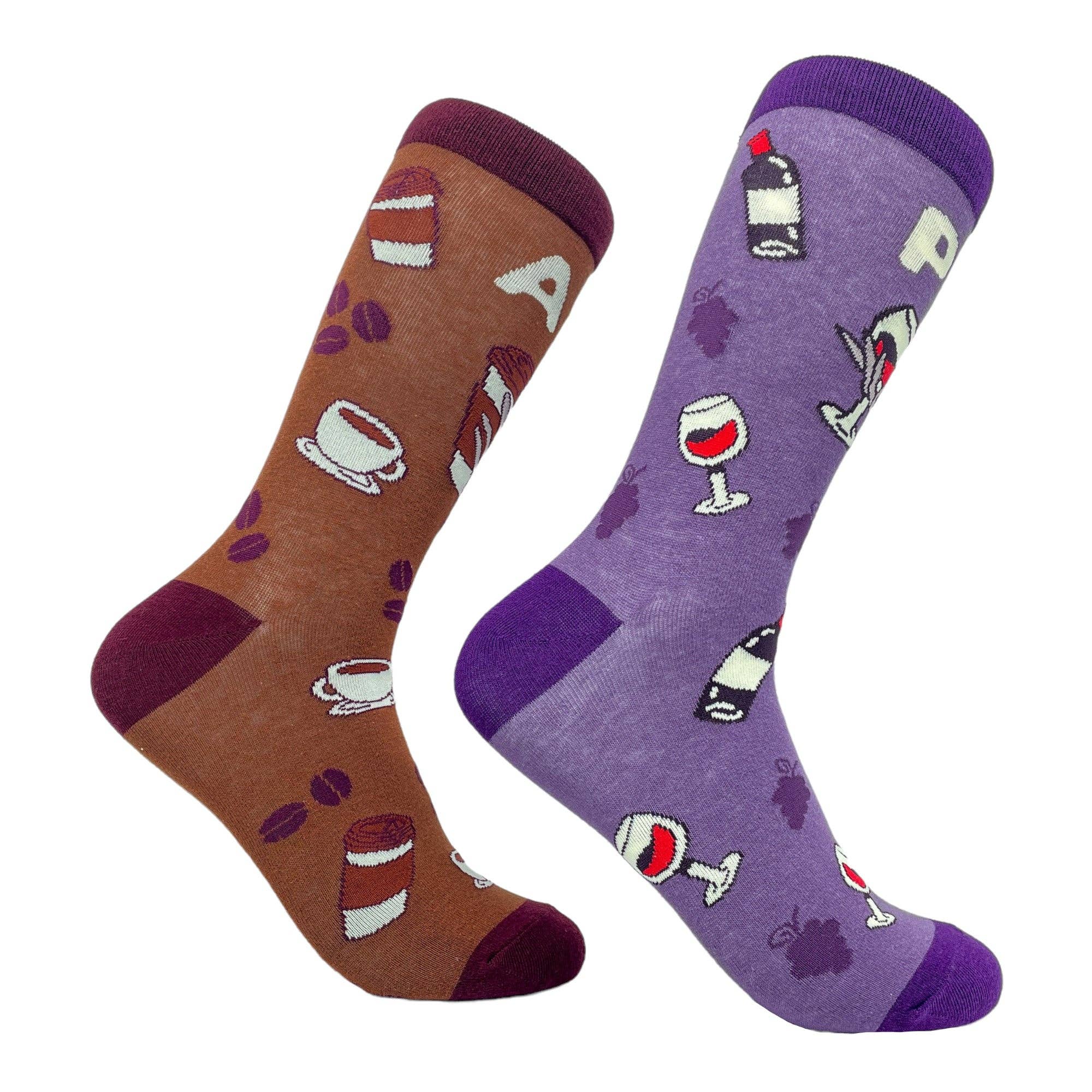 Womens Am Coffee Pm Wine Socks