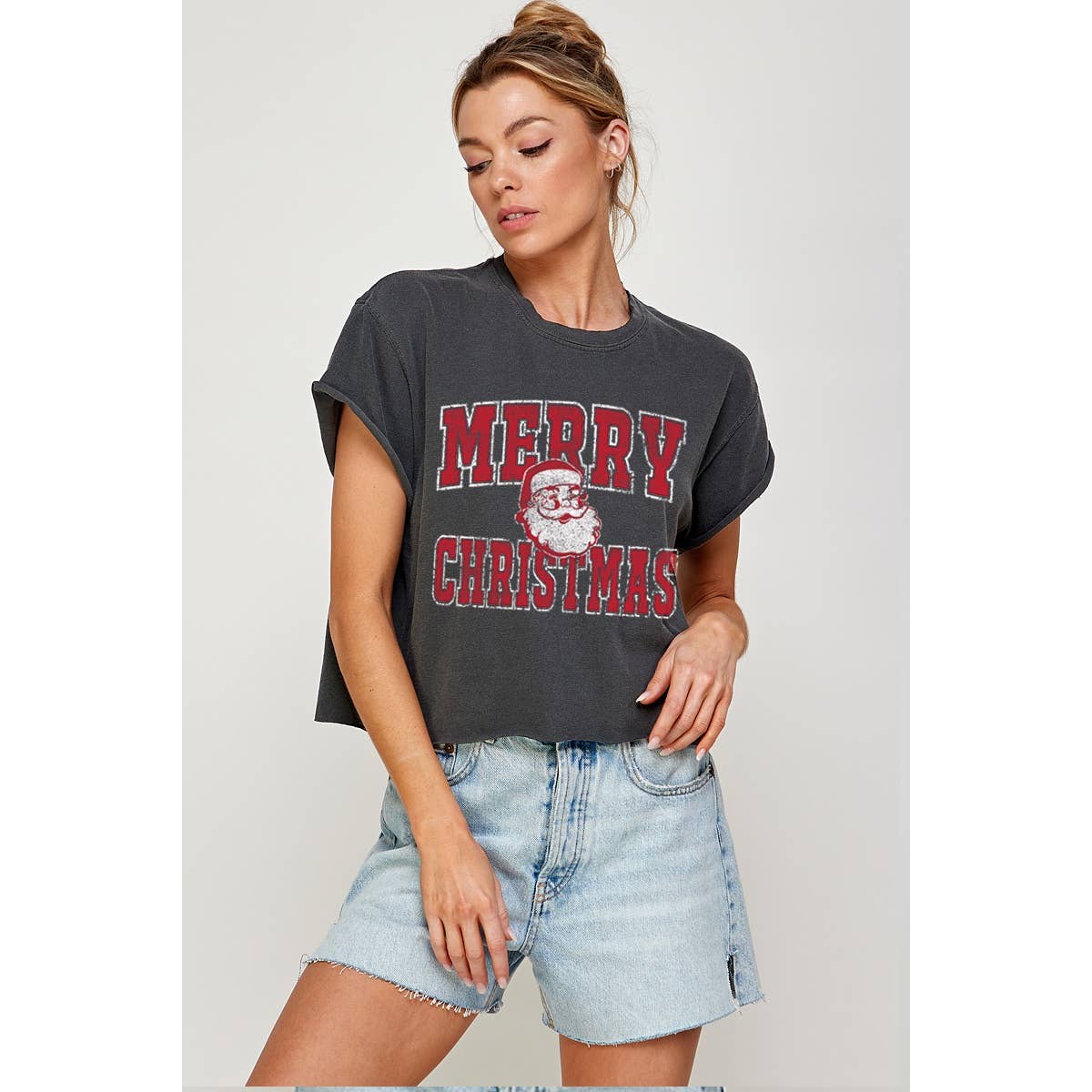 Merry Christmas Vintage  Graphic Crop Top