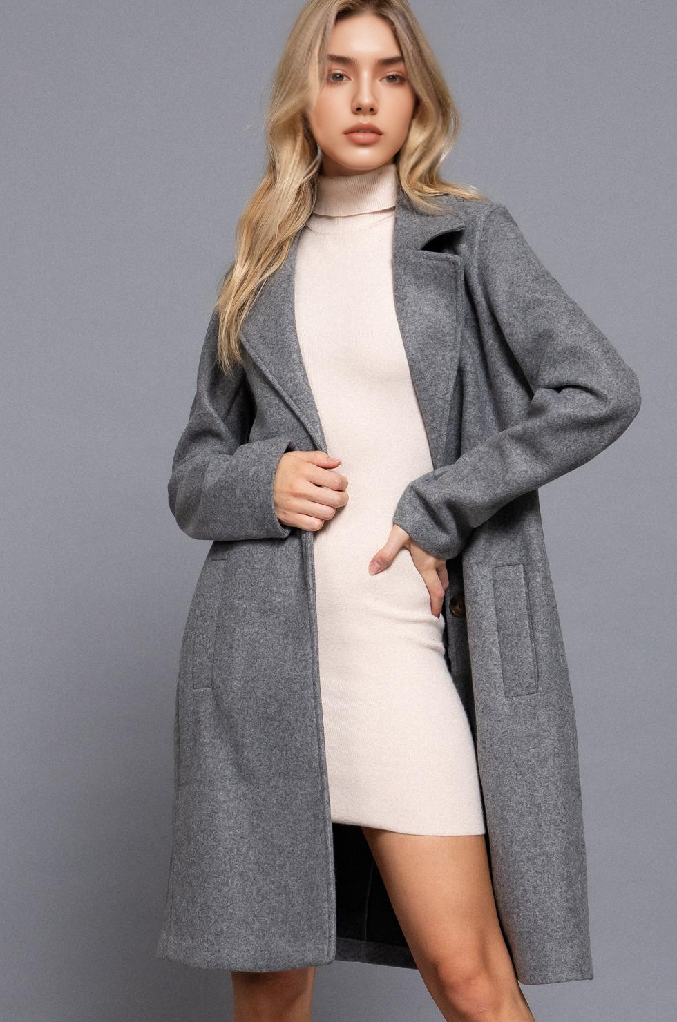 ...0912 Long Sleeve A Line Long Coat SI-26940