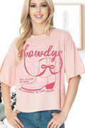 Women Howdy Graphic Print Short Sleeve Crop Top