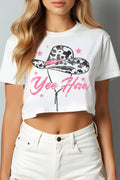 Yee Haw Cowboy Hat Graphic Short Crop Top
