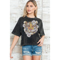 Tiger- Mineral Wash Cropped Top