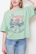American Coastal Cowgirl Graphic Long Crop Top