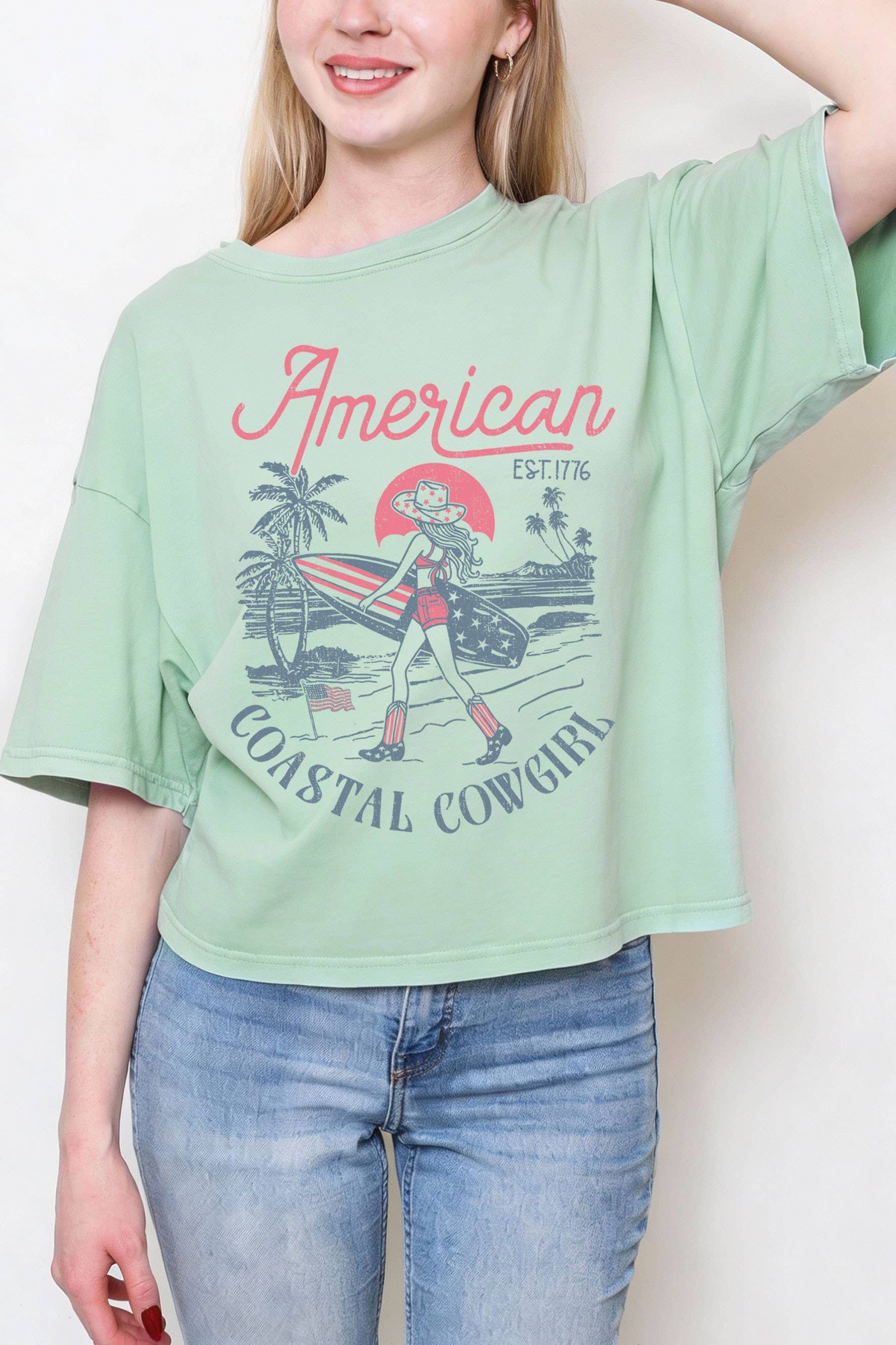 American Coastal Cowgirl Graphic Long Crop Top