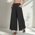 ...Woven Elastic Band Pants with Pocket