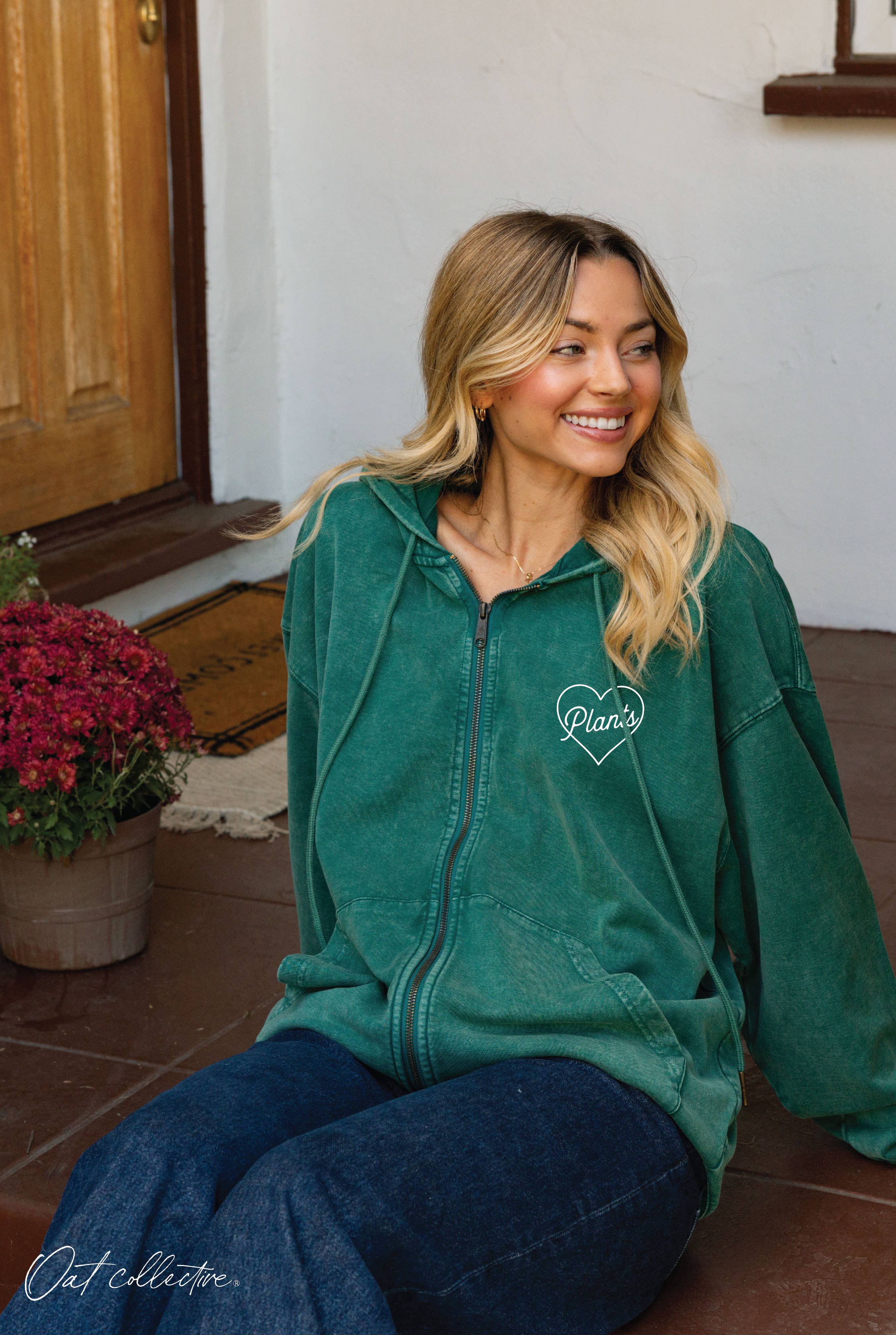 Plants Mineral  Zipper Hooded Pullover