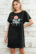 Women Rodeo Graphic Print Mineral Wash Tunic Dress