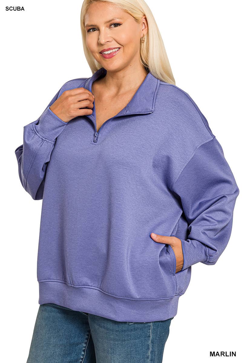 0317 Plus Scuba Half Zip Pullover w/ Pockets SI-28646