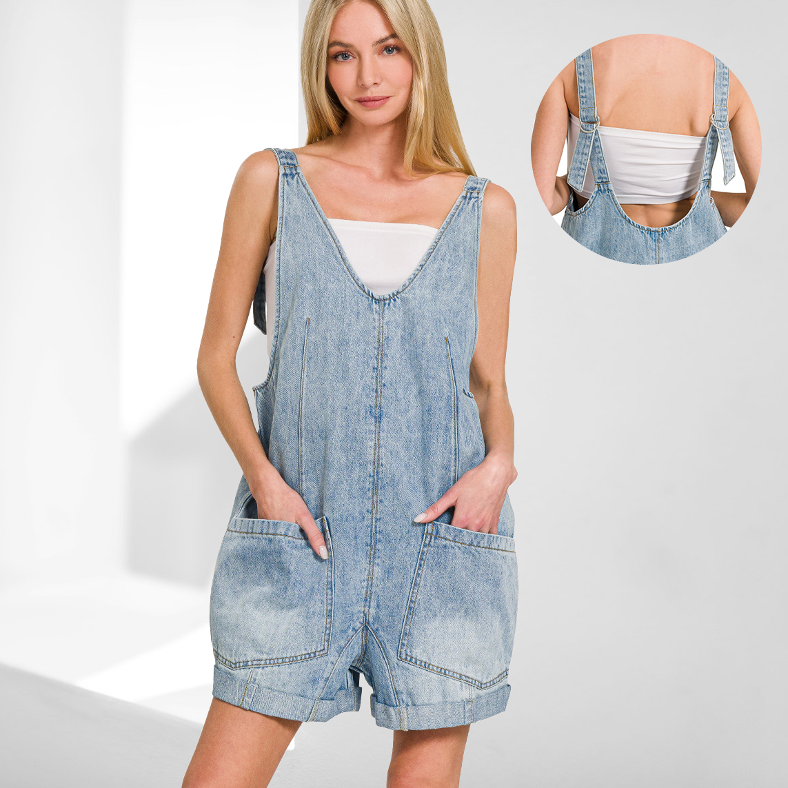 ..0108 Denim Short Overalls SI-27210