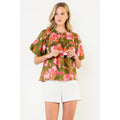 Floral Puff Sleeve Tassel Tie Top