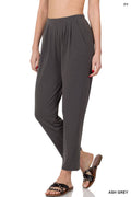 ..SI-24379 7/8-LENGTH Ity Pleated Waist Pants with Side Pocket