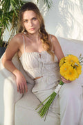 Front Tie Keyhole Detail Spaghetti Strap Crop Top