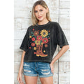 Cowboots with Flowers - Mineral Wash Cropped Top