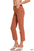 ._ Acid Washed High Waist Crop Straight Pants
