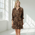 0324 Tie Waist Animal Print Dress SI-28800