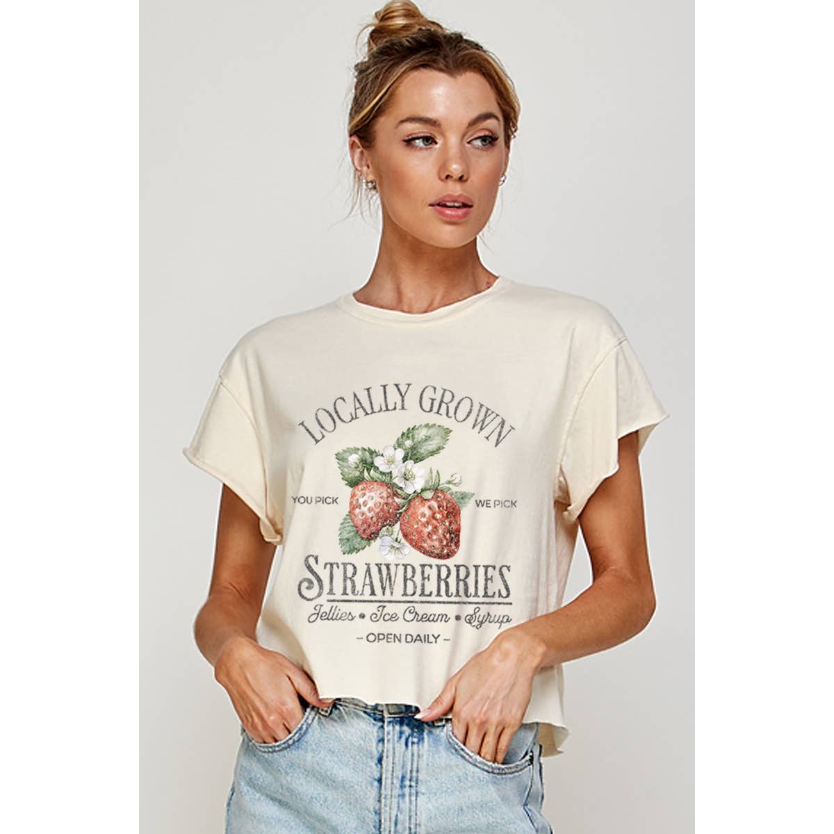 Locally Grown Strawberry Vintage  Graphic Crop Top