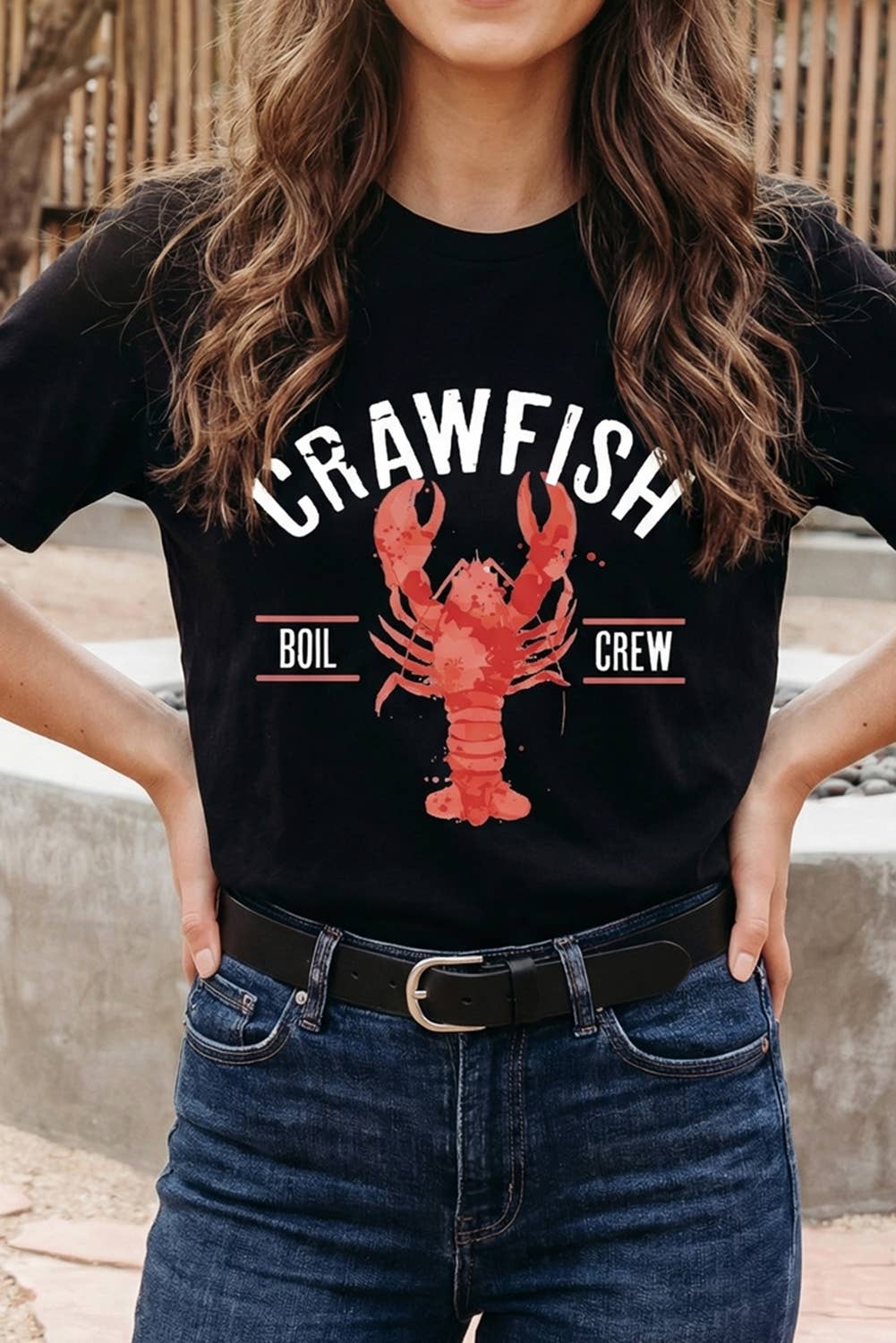 Crawfish Boil Crew Distressed Letter Graphic T Shirt (S-3XL)
