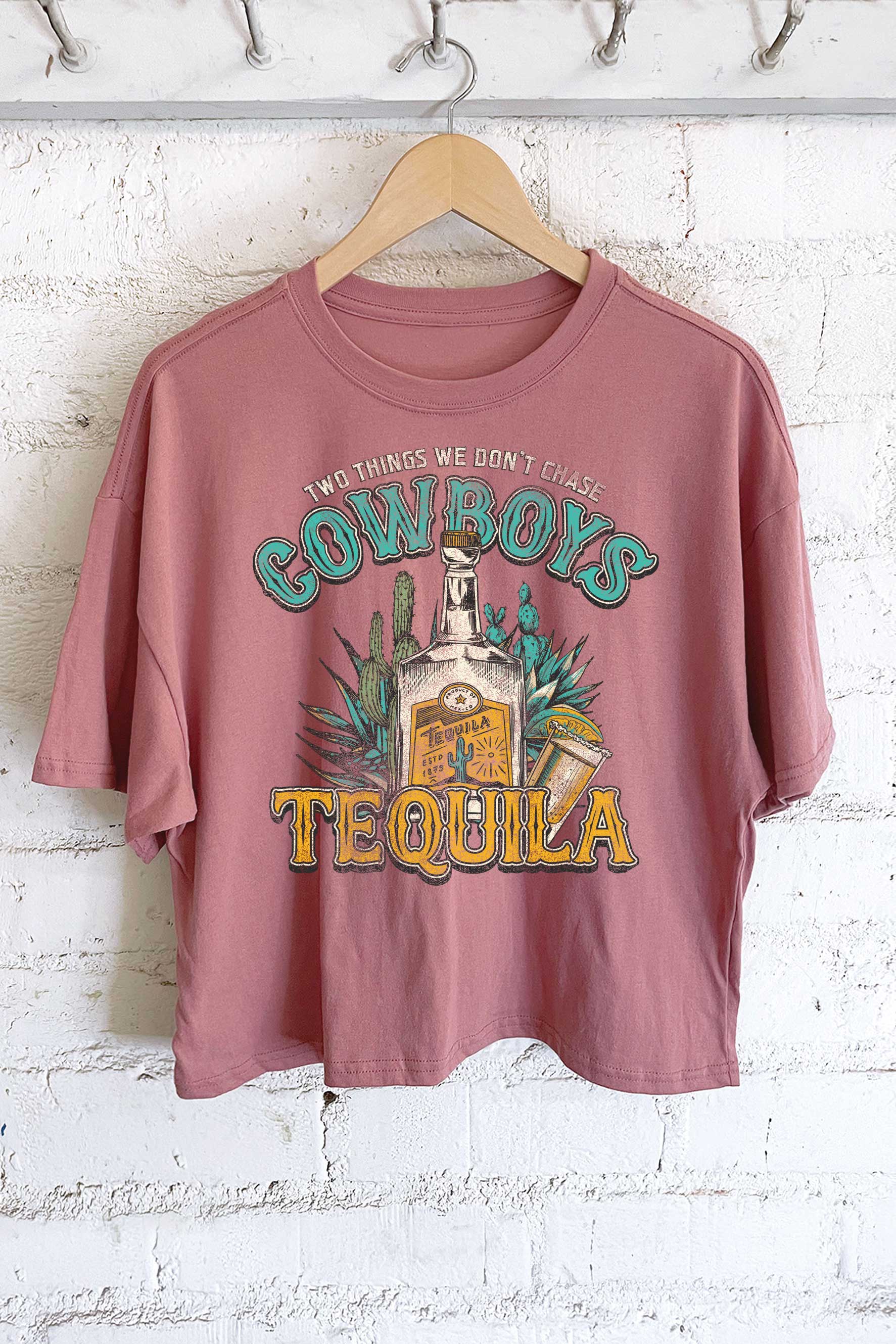 Cowboy Tequila Graphic Long Crop Top