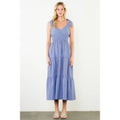 Tie Strap Striped Tiered Maxi Dress