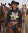 Fort Worth State Line Rodeo Acid Wash Cropped Hoodie
