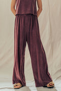 Elastic Waist Wide Leg Knit Pants