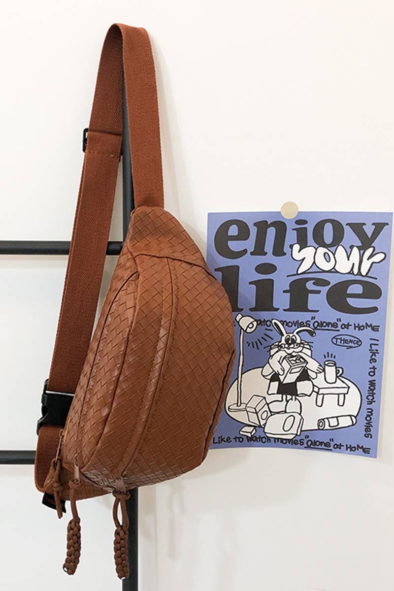 ..0717 Vegan Leather Woven Atlas Crossbody Bum Bag SI-26485