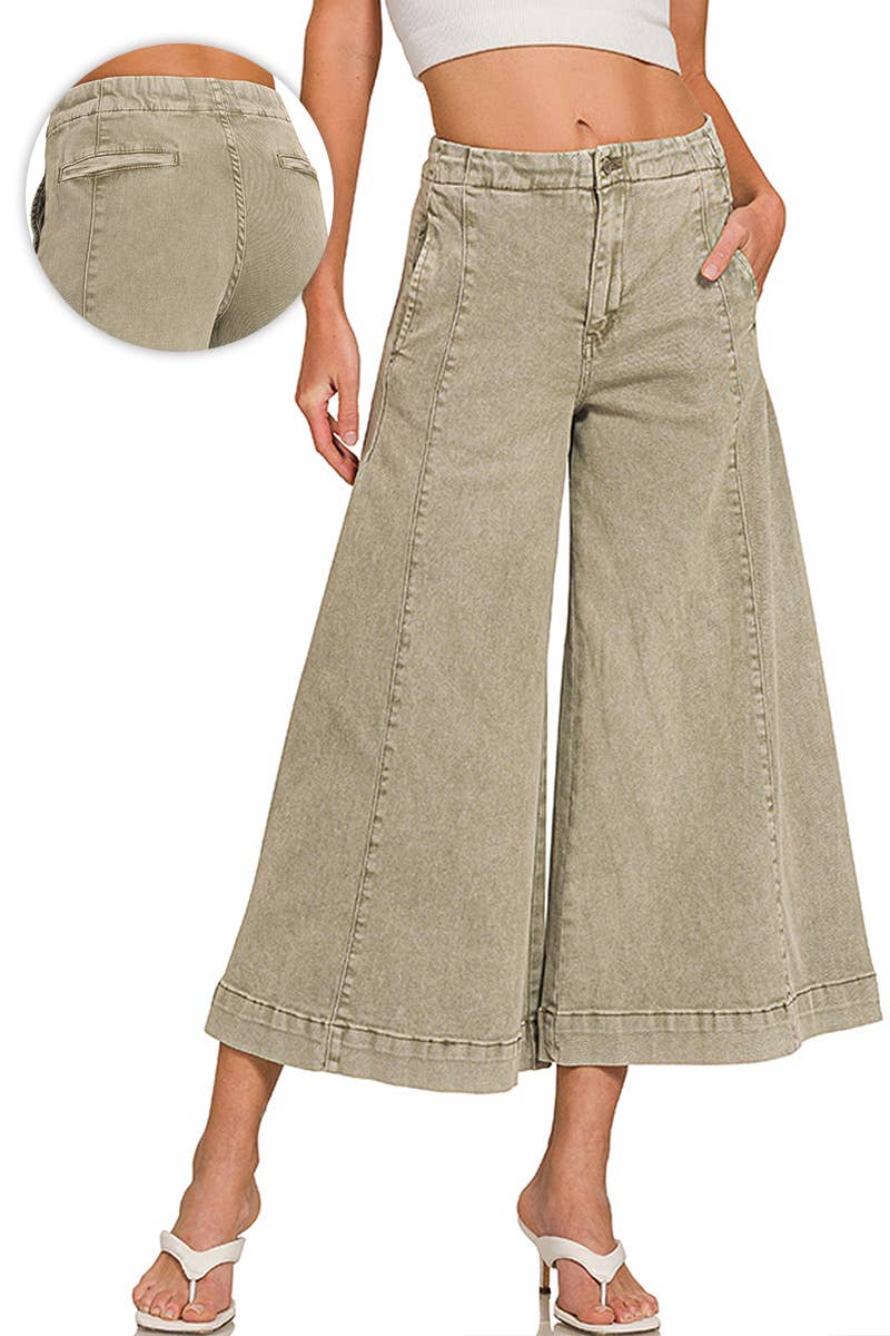.0122 High Rise Cropped Gaucho Denim Pants SI-28017