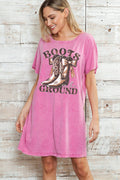 Women Boots Graphic Print Mineral Wash Dress