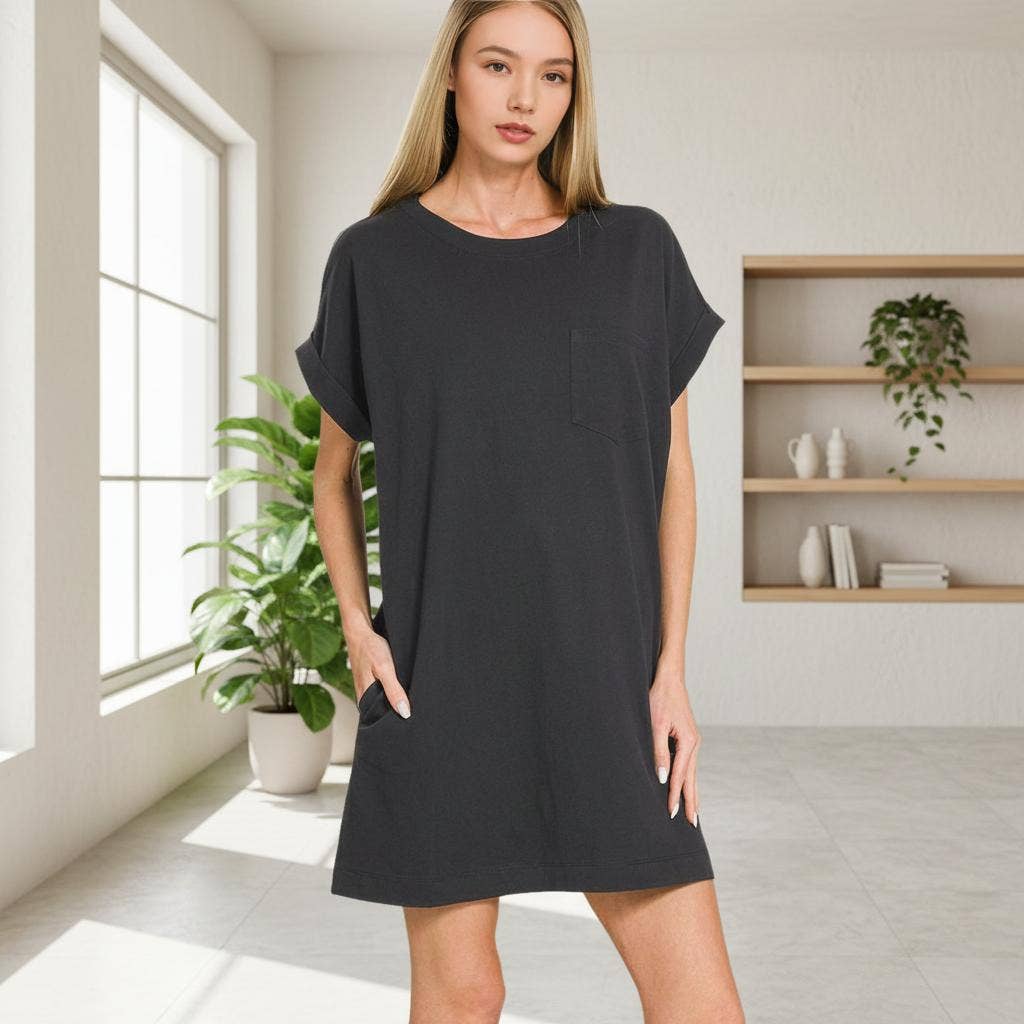 1204 Premium Cotton T Shirts Dress with Pockets SI-27826