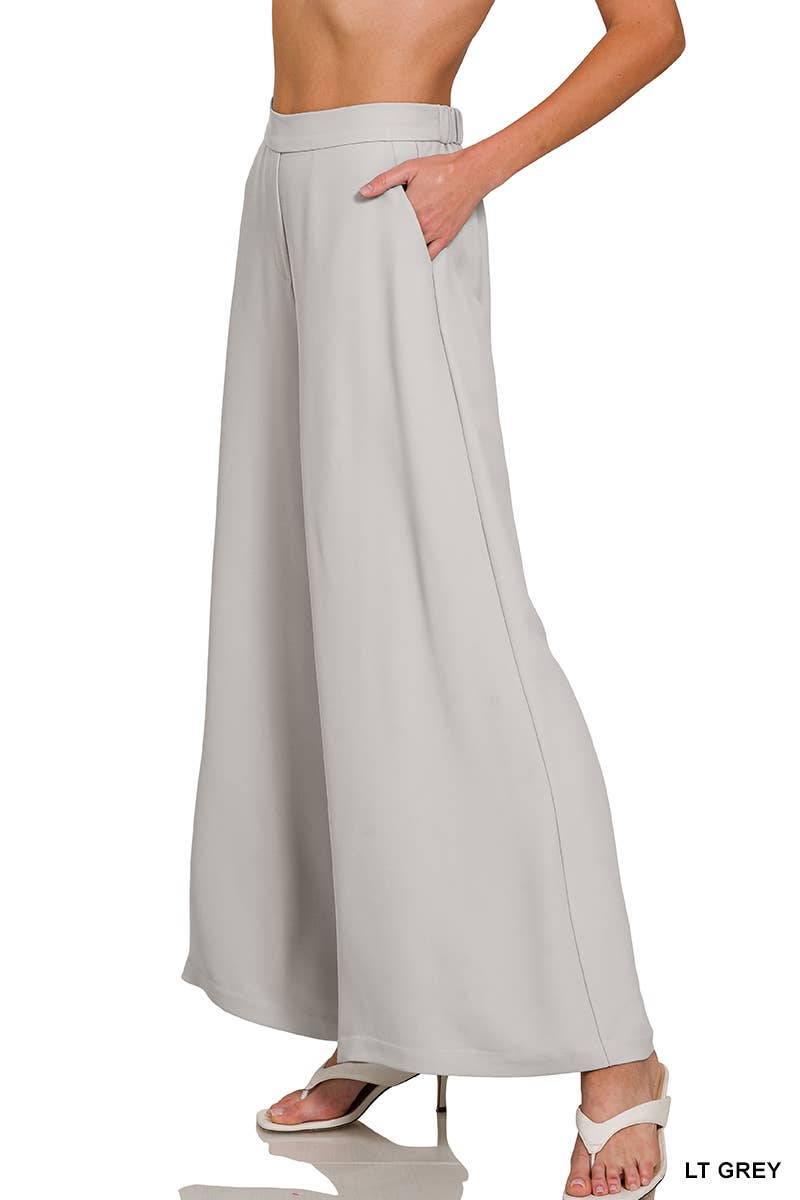 ._ SI-26366 Relaxed Fit Elastic Waisted Wide Leg Pants w/ Pocke