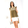 Sleeveless Embroidered Stripe Top