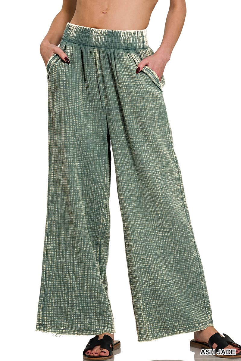 ...1017 Washed Gauze Frayed Hem Pants SI-25681