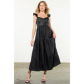 Mixed Media Tiered Maxi Dress