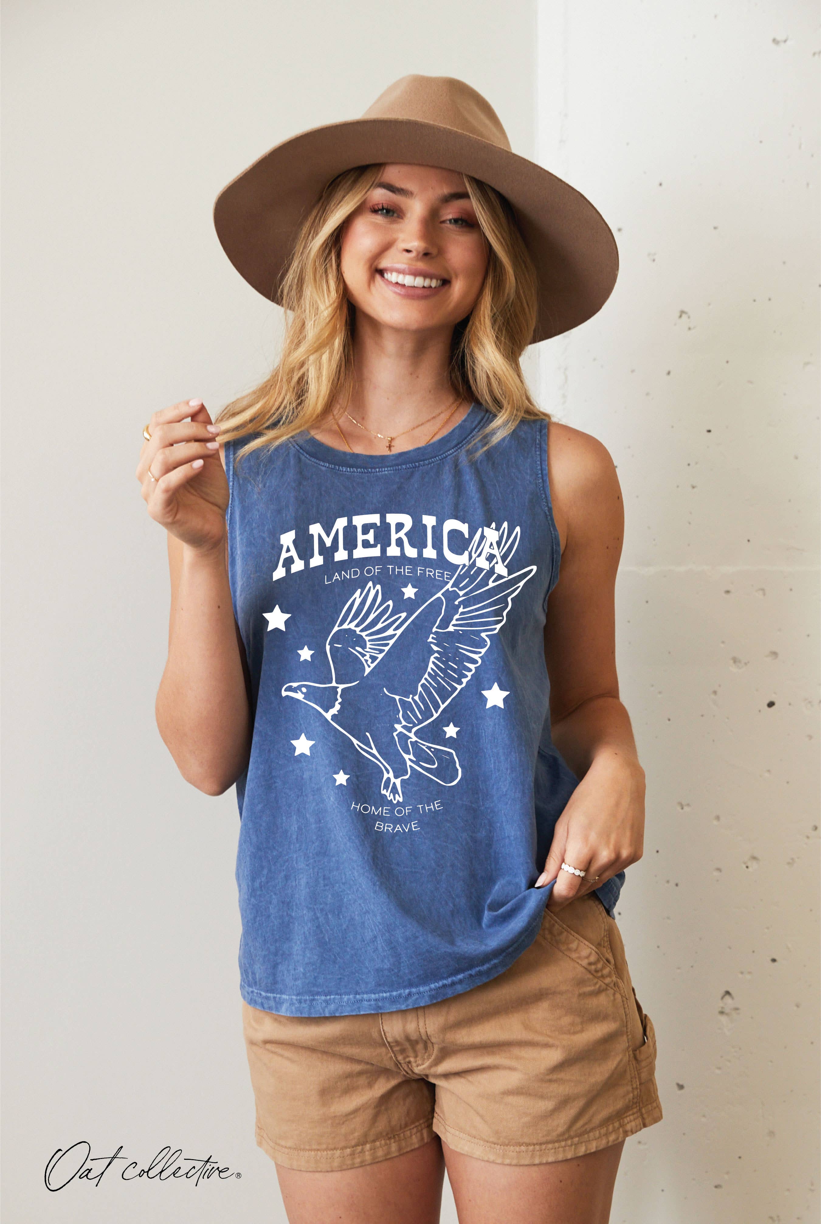 America Land of the Free Mineral Graphic Tank Top