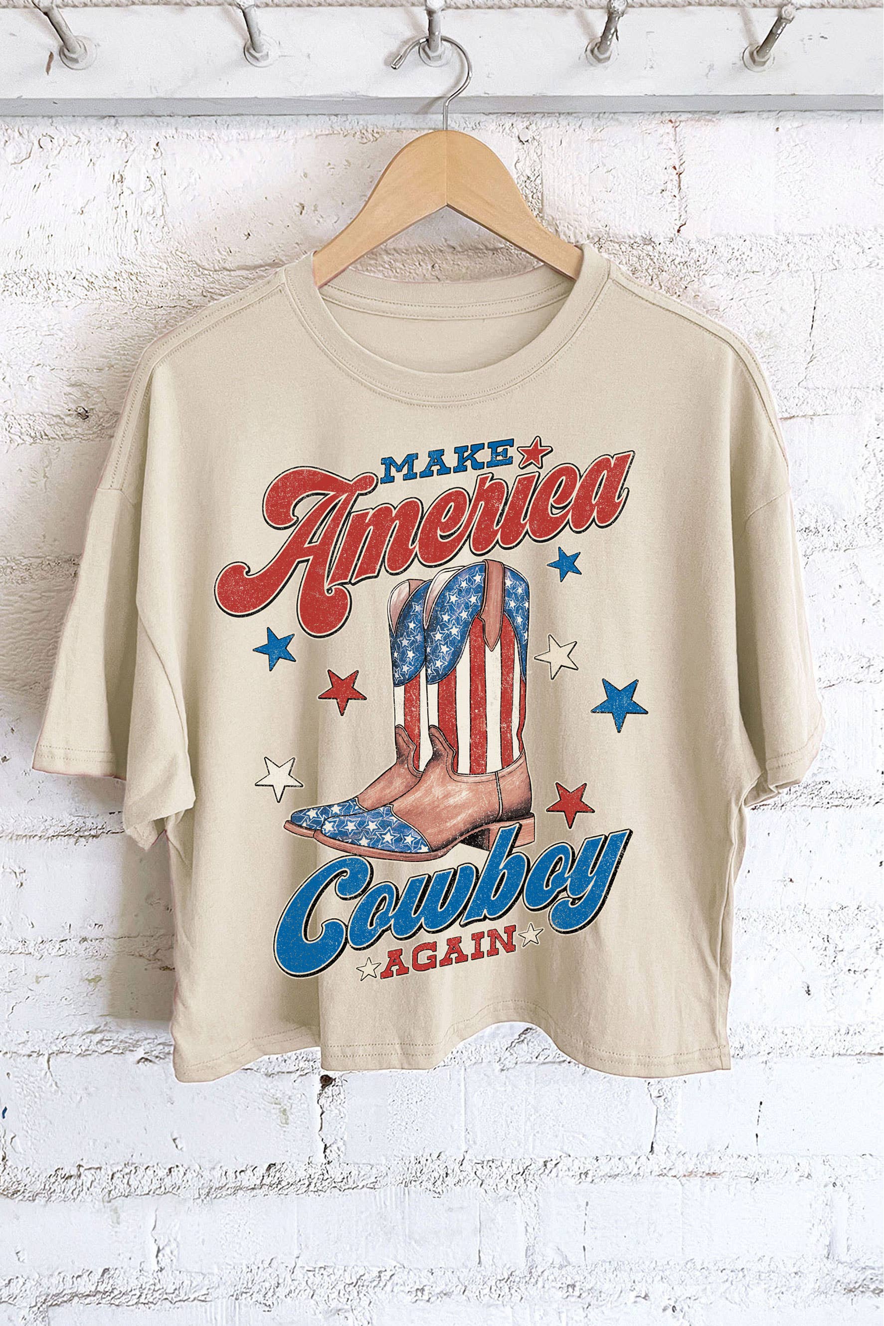 Make America Cowboy Again Graphic Long Crop Top