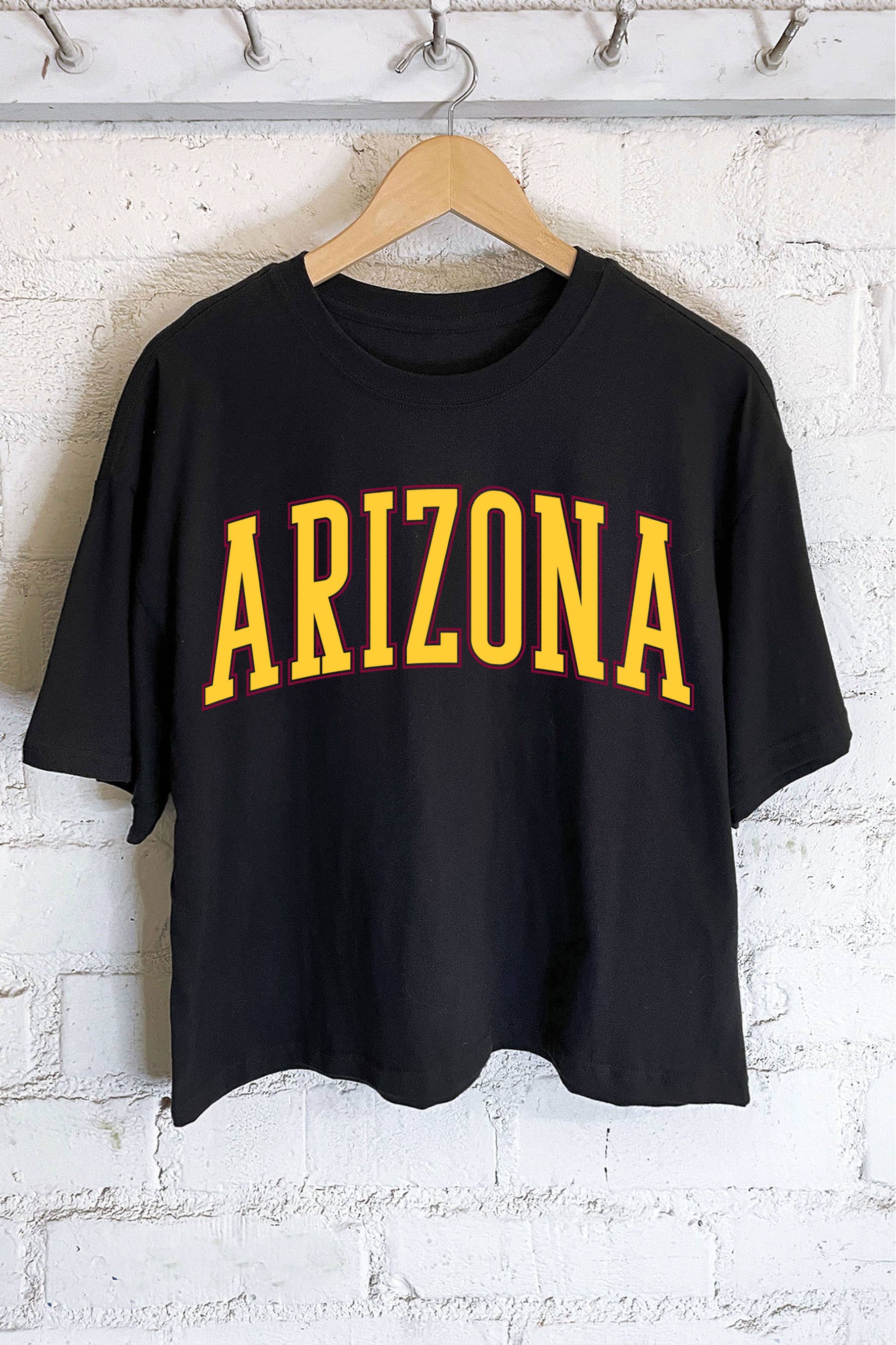 Arizona Puff Print Graphic Long Crop Top
