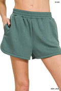 `.Elastic Waistband Dolphin Shorts w/ Pockets