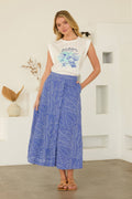 Printed Poplin Button-Front Midi Skirt