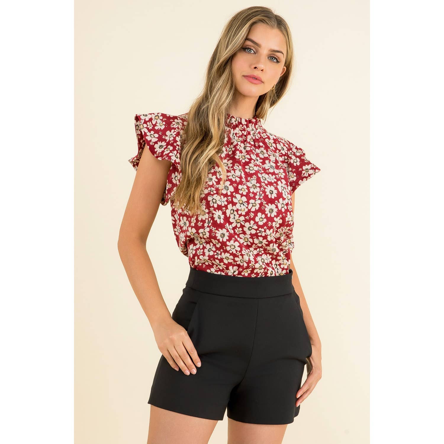 Flower Print Knit Top