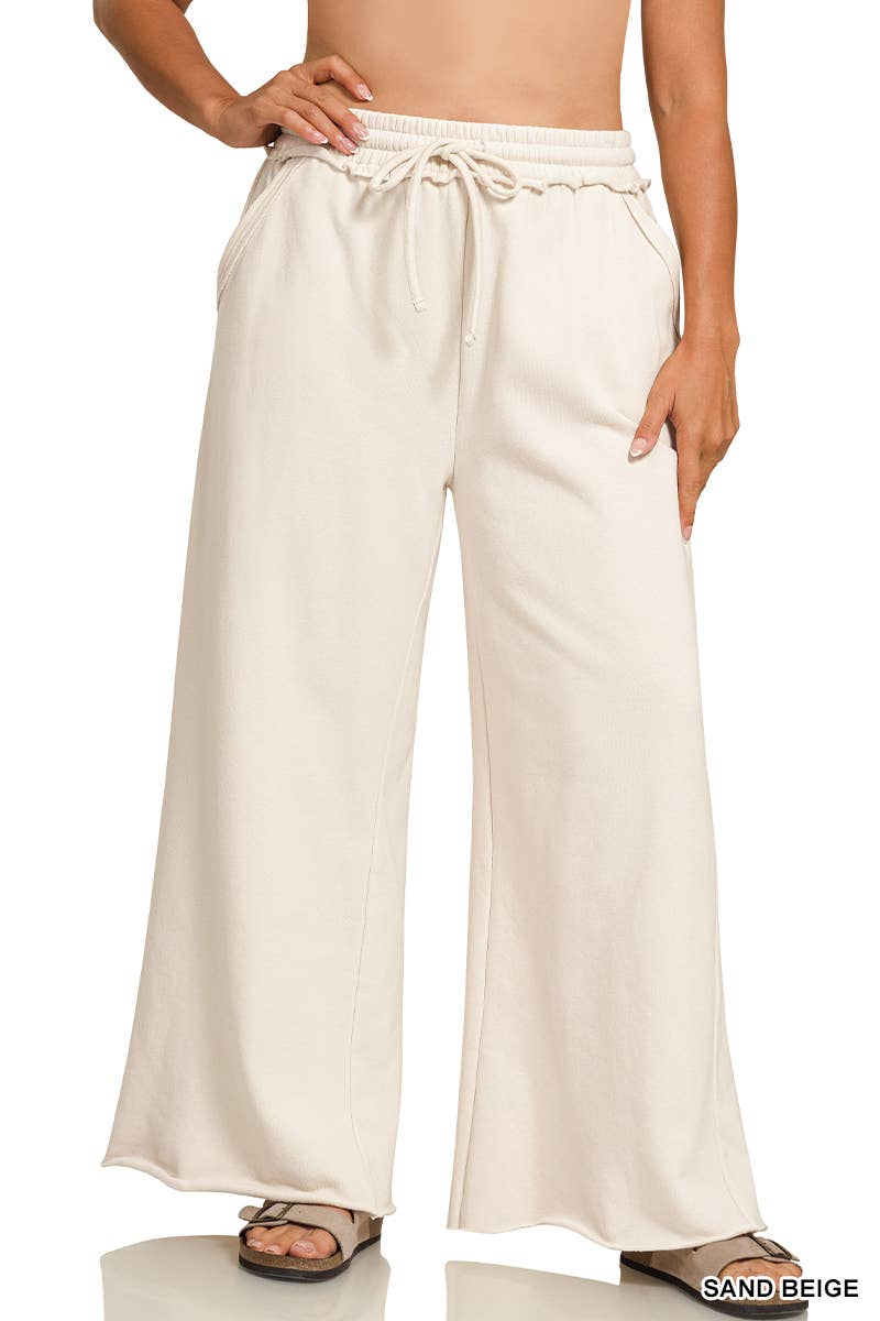 .....1016 Plus Fleece Exposed Seam Wide Leg Sweatpants w/ Pockets SI-2