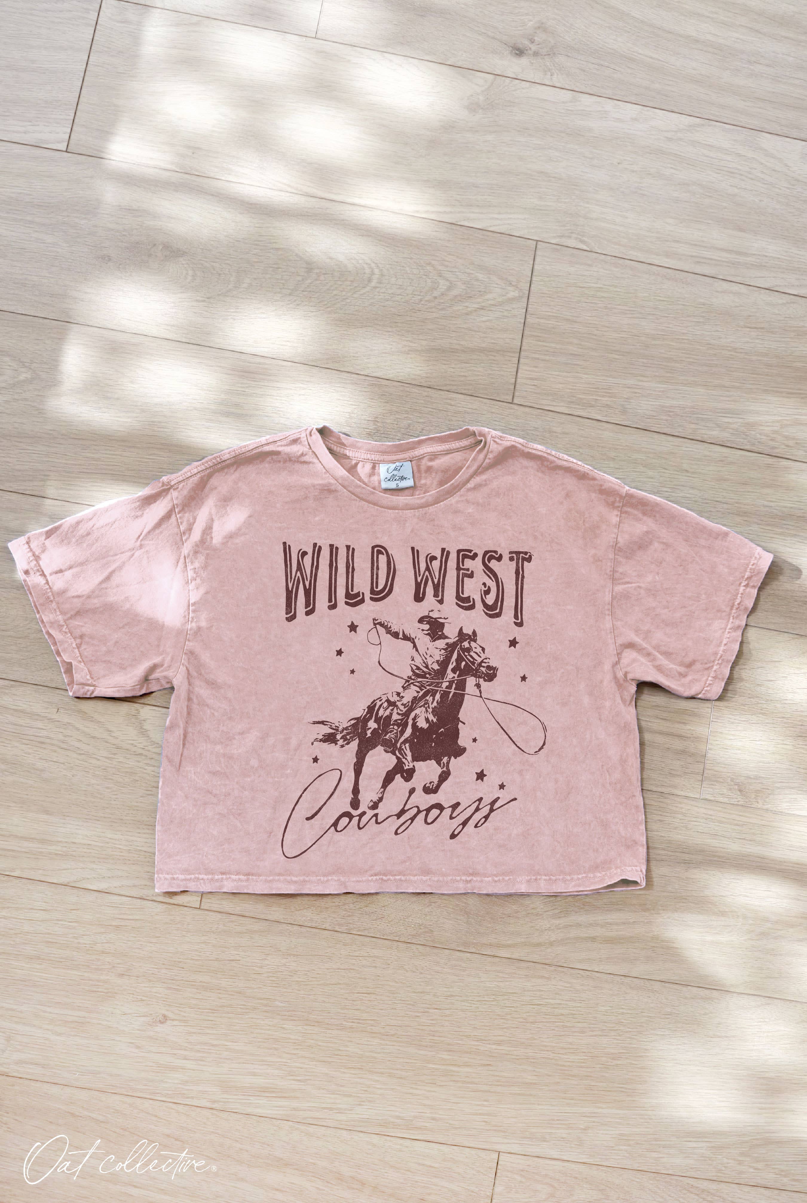 Wild West Cowboys Cropped Mineral Graphic Top