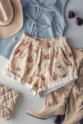 Western Rodeo Ready Roundup Elastic Waistband Shorts