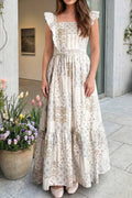 Patchwork Floral Print Ruffle Lace Trim Dress (S-Xl)