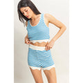 Striped Sleeveless Tank and Shorts Set