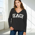 ..._ Beach V Neck Sweater w/ Side Slits SI-28848