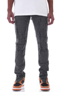 Patched Distress Skinny Pants