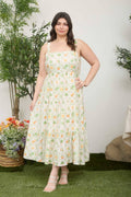 Plus Paradise Motif Tiered Maxi Dress