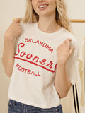 Ou Sooners Football Stencil Off White Cropped Tee